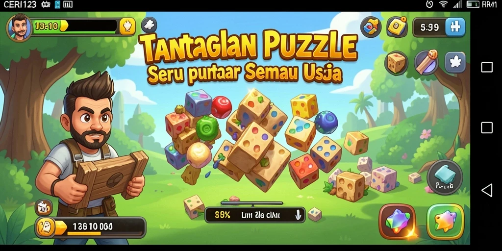 Screenshot CERI123 menampilkan gameplay puzzle yang seru dan menantang.