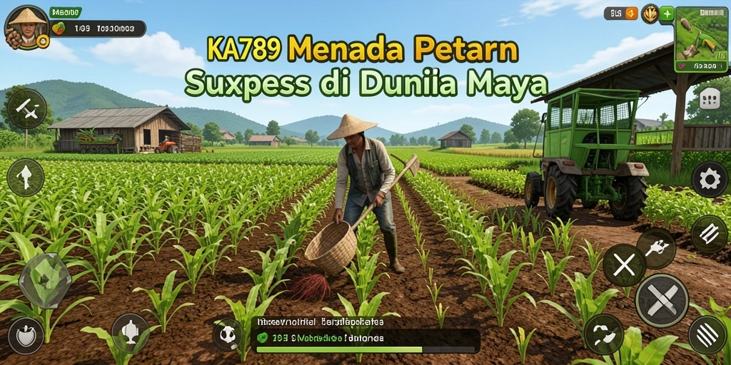 Tampilan gameplay KA789 yang menampilkan ladang hijau dan hewan ternak.