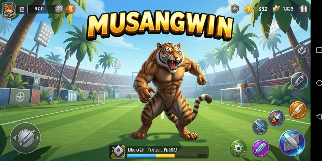 Tampilan gameplay MUSANGWIN yang mendebarkan dalam aksi olahraga.
