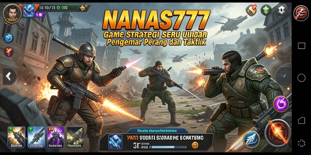 Tampilan gameplay NANAS777 dengan pertempuran strategi yang mendebarkan.