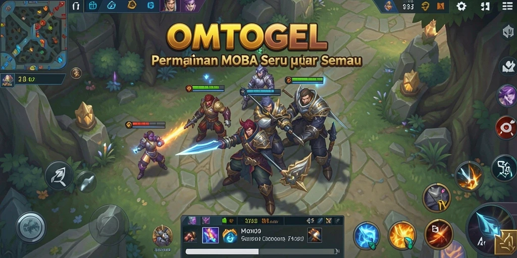 Tampilan gameplay seru dalam pertempuran MOBA yang mendebarkan.