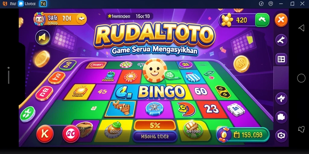 Screenshot gameplay RUDALTOTO menampilkan suasana Bingo yang ceria.