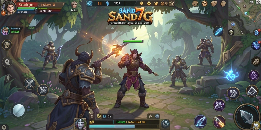 Screenshot utama SAND77 menampilkan aksi pertarungan yang mendebarkan dalam game ARPG.