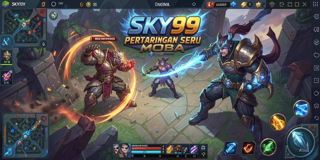Screenshot dari gameplay MOBA yang intens dan menegangkan.