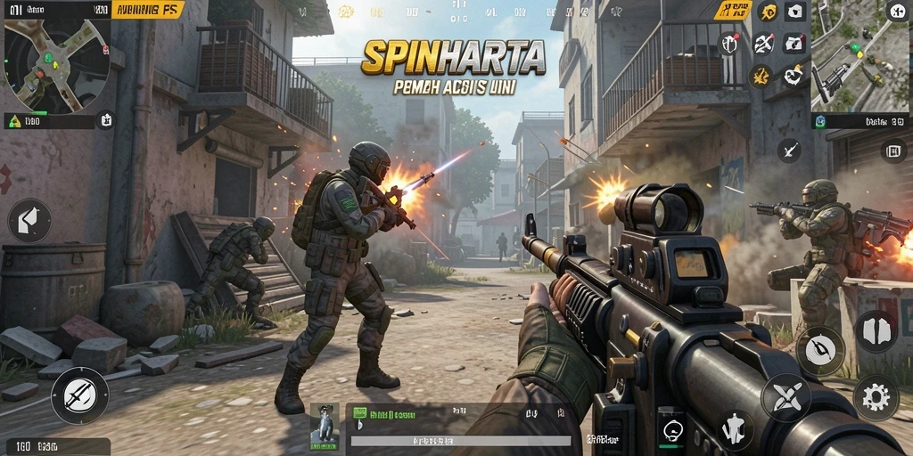 Screenshot menunjukkan aksi mendebarkan dalam gameplay SPINHARTA.